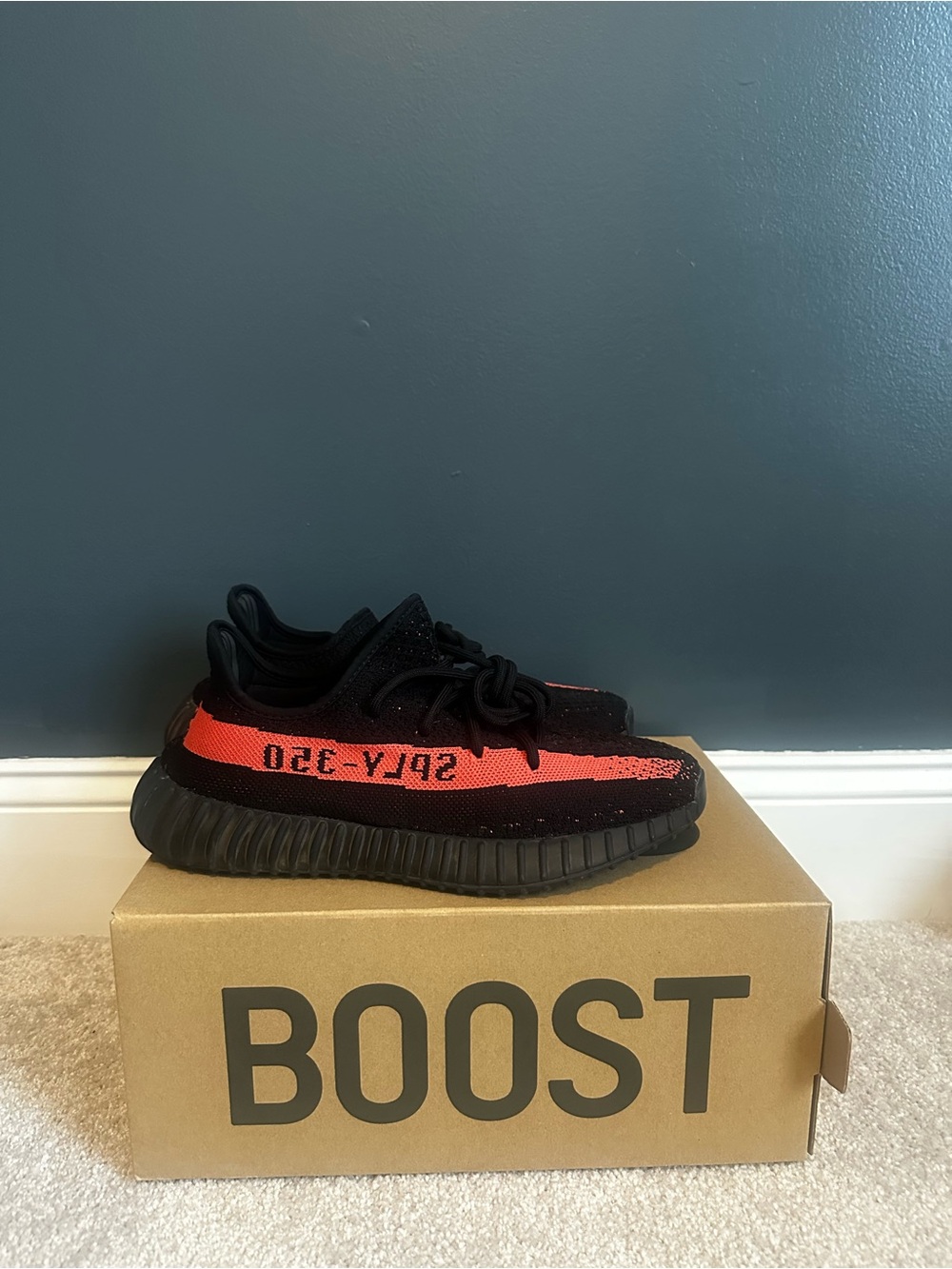 Yeezy Boost 350 V2 Black with Red Stripe